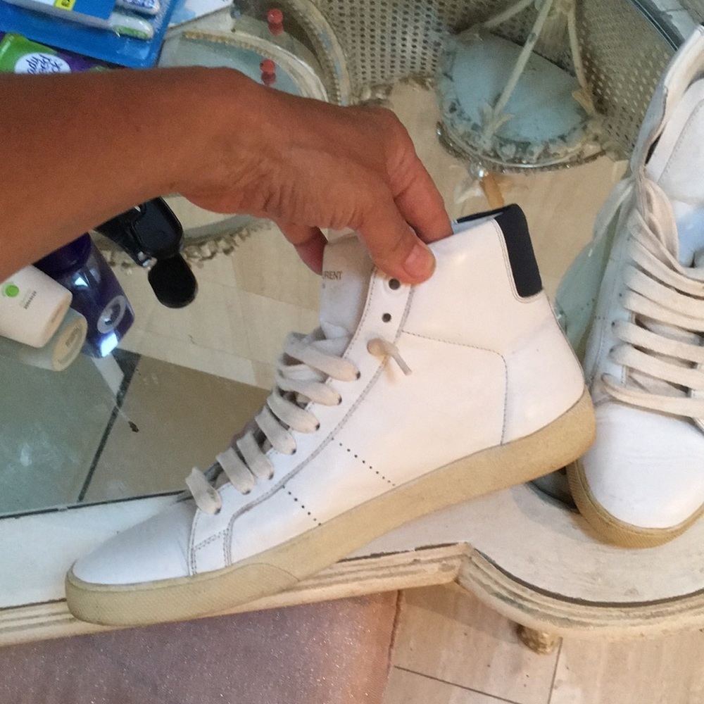 YSL Saint Laurent White High-Top Sneakers - Picture 2 of 8